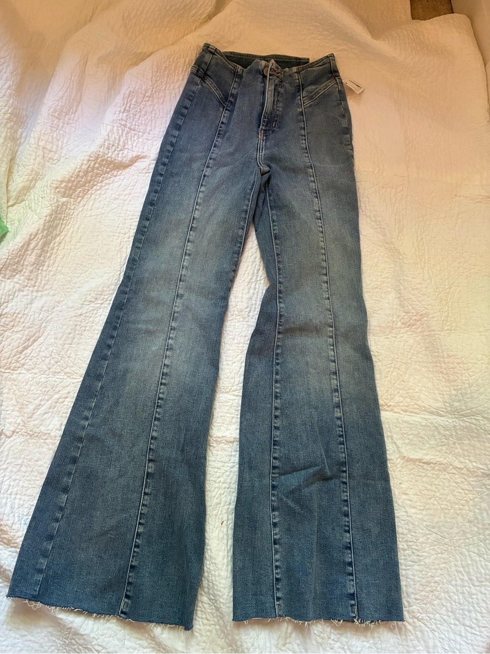 Free People Faded Blue High-Rise Flare Jeans